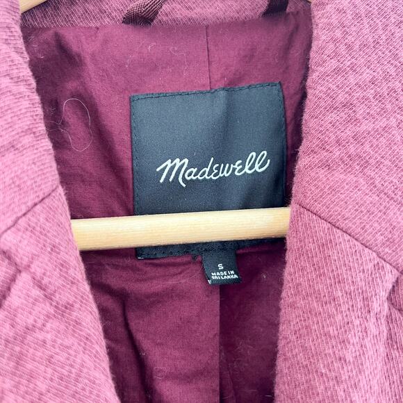 MADEWELL Hayfield Double Breasted Blazer Jacket Small Maroon Cotton Jacket Boxy - Picture 4 of 7